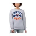 カールバンクス レディース カットソー トップス Women'sHeather Gray New York Mets Team Logo Fleece Pullover Sweatshirt Heather Gray(4)