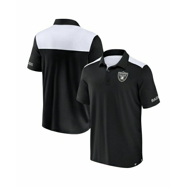 ファナティクス メンズ シャツ トップス Men's Black/White Las Vegas Raiders Color Block Polo Shirt..