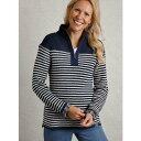 ウィアードフィッシュ レディース パーカー・スウェットシャツ アウター Women's Juliet 1/4 Zip Stripe Macaroni Navy