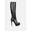 ロンンドンラグ レディース ブーツ シューズ Nephele Studs Embellished Stiletto Calf Boots Black