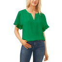 セセ レディース カットソー トップス Women's Short Sleeve Drop Shoulder Wide Scoop Neck Blouse Lush Green