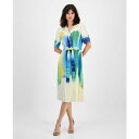 ティー・タハリ レディース ワンピース トップス Women's Pleated-Skirt Brushstroke-Print Belted Dress Summer Brush