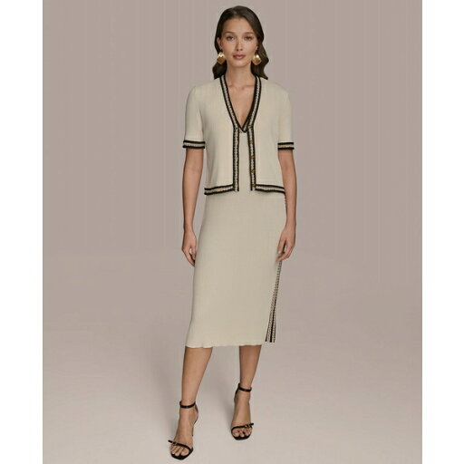ダナ キャラン ニューヨーク レディース ワンピース トップス Women's 2-Piece Sheath Dress & Cover-Up Cream, beach Sand, cream, black ダナ キャラン ニューヨーク レディース ワンピース トップス Women's 2-Piece Sheath Dress & Cover-Up Cream, beach Sand, cream, black