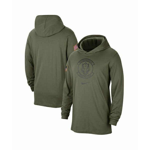 ナイキ メンズ シャツ トップス Men's Olive Arkansas Razorbacks Military-Inspired Pack Long Sleeve Hoodie T-shirt Olive