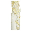 バッジェリーミシュカ レディース ワンピース トップス Metallic Brocade Ruffled Sheath Dress yellow multi