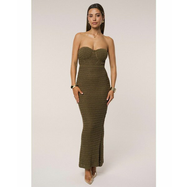 ジェイラックスラベル レディース ワンピース トップス Women's Deep Sea Crochet Maxi Dress Olive