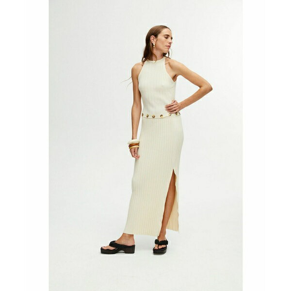 ノクチューン レディース ワンピース トップス Women's Ribbed Dress with Slits Open white