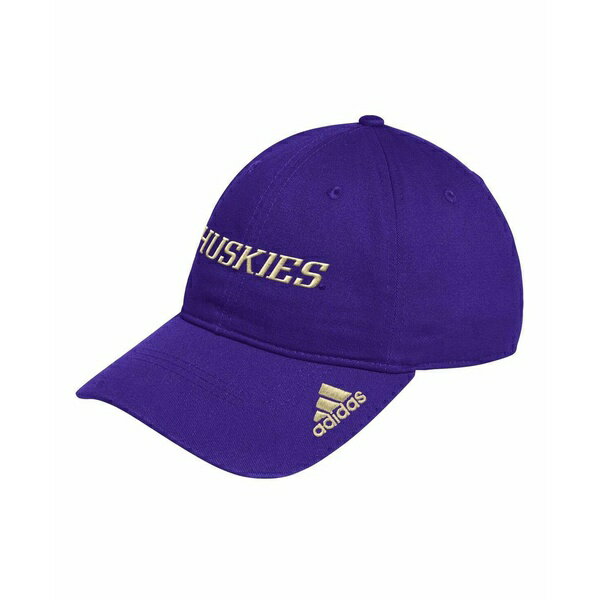 アディダス メンズ 帽子 アクセサリー Men's Purple Washington Huskies Locker Room Wordmark Slouch ..