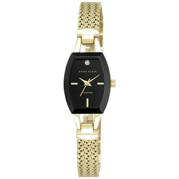 アンクライン レディース 腕時計 アクセサリー Women's Black Gold-Tone Mesh Bracelet Watch 19mm AK-2184BKGB Gold