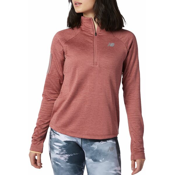 ニューバランス レディース パーカー・スウェットシャツ アウター New Balance Women's Heat Grid Half Zip Pullover WASHED HENNA HEATHER