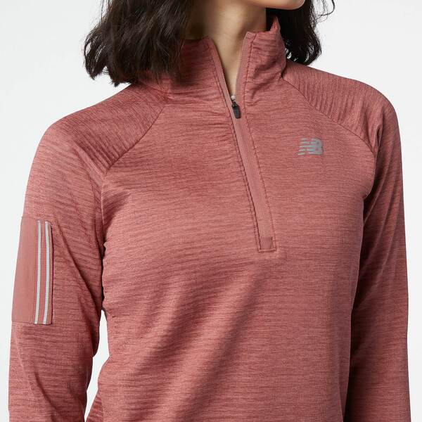 ニューバランス レディース パーカー・スウェットシャツ アウター New Balance Women's Heat Grid Half Zip Pullover WASHED HENNA HEATHER