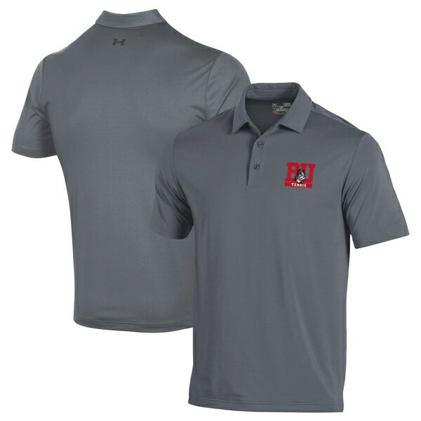 アンダーアーマー メンズ ポロシャツ トップス Boston University Under Armour Tennis T2 Embroidered Polo Gray