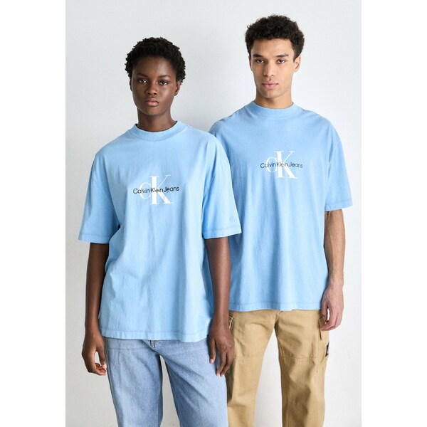 カルバンクライン レディース Tシャツ トップス ARCHIVAL MONOLOGO TEE UNISEX - Print T-shirt - dusk blue