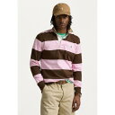 ラルフローレン メンズ Tシャツ トップス CLASSIC FIT KHAKI-COLLAR RUGBY SHIRT - Long sleeved top - carmel pink/chocolate mousse