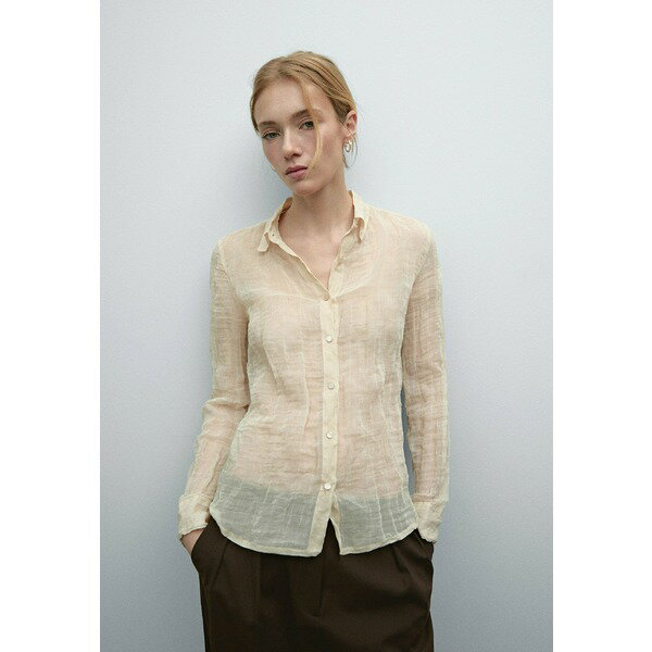 マッシモ ドゥッティ レディース シャツ トップス BLEND TEXTURED DETAIL - Button-down blouse - beige