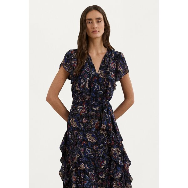 ラルフローレン レディース ワンピース トップス FLORAL RUFFLE TRIM GEORGETTE DRESS - Day dress - navy multi