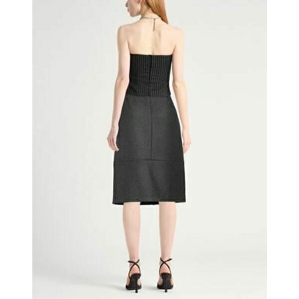 Allegra K オールインワン ピナフォアドレス スエードオーバー ラウンドネック タイウエスト レディース ブラック S