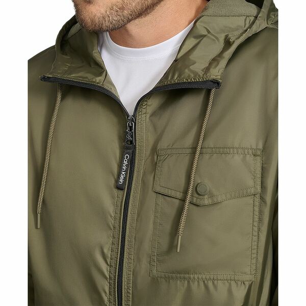 カルバンクライン メンズ ジャケット＆ブルゾン アウター Men's Polar Fleece Lined Windbreaker Olive