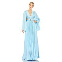 マックダガル レディース ワンピース トップス Women's Long Sleeve Lace up Back Charmeuse Gown Ice blue