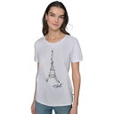 カールラガーフェルド レディース カットソー トップス Women's Jewel Eiffel Crewneck T-Shirt White(4)