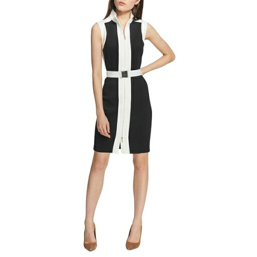 トミー ヒルフィガー レディース ワンピース トップス Colorblocked Belted Sheath Dress Black/Ivory トミー ヒルフィガー レディース ワンピース トップス Colorblocked Belted Sheath Dress Black/Ivory
