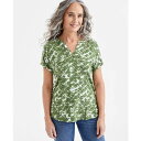 スタイルアンドコー レディース カットソー トップス Petite Short-Sleeve Knit Camp Shirt, Exclusively at Macy's Dye Green(4)