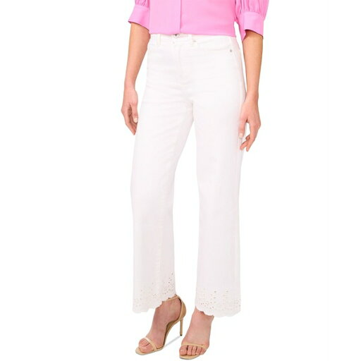 セセ レディース デニムパンツ ボトムス Women's Eyelet Scallop-Hem Jeans Ultra White セセ レディース デニムパンツ ボトムス Women's Eyelet Scallop-Hem Jeans Ultra White