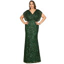 ララ レディース ワンピース トップス Women's Beaded Gown with Draped Cape Sleeves Emerald green