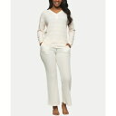 フェリナ レディース カットソー トップス Women's Jolie V-Neck Henley and Pant Lounge Set Whisper Wh...