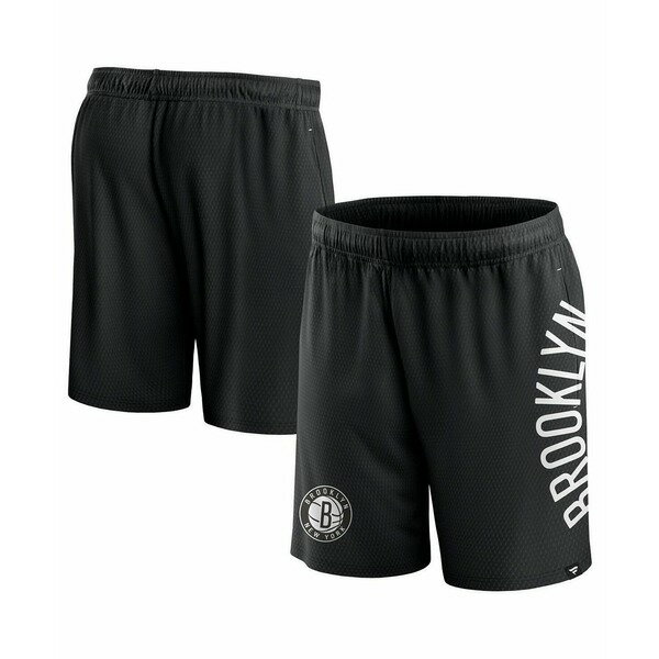 ファナティクス メンズ カジュアルパンツ ボトムス Men's Black Brooklyn Nets Post Up Mesh Shorts Black