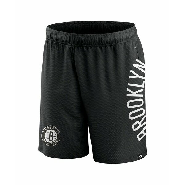 ファナティクス メンズ カジュアルパンツ ボトムス Men's Black Brooklyn Nets Post Up Mesh Shorts Black