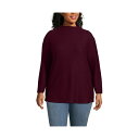 ランズエンド レディース カットソー トップス Plus Size Cable Ottoman Relaxed Long Sleeve Funnel Neck ...