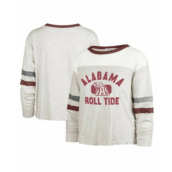 楽天asty47ブランド レディース Tシャツ トップス Women's Oatmeal Distressed Alabama Crimson Tide All Class Lena Long Sleeve T-shirt Oatmeal