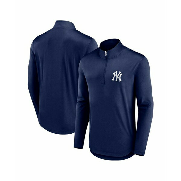 ファナティクス メンズ パーカー・スウェットシャツ アウター Men's Navy New York Yankees Quarterback Quarter-Zip Top Navy