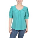 ニューヨークコレクション レディース カットソー トップス Women's Short Balloon Sleeve Top with Hardware Eme...