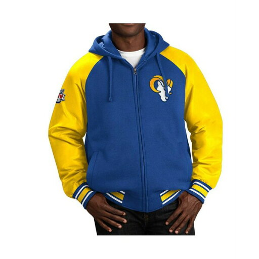 カールバンクス メンズ ジャケット&ブルゾン アウター Men's Royal Los Angeles Rams Defender Raglan Full-Zip Hoodie Varsity Jacket Royal カールバンクス メンズ ジャケット&ブルゾン アウター Men's Royal Los Angeles Rams Defender Raglan Full-Zip Hoodie Varsity Jacket Royal