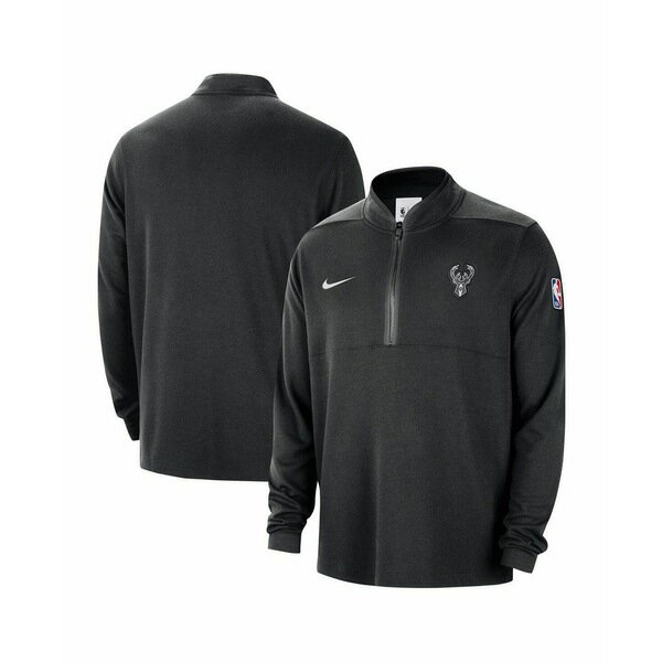 ナイキ メンズ パーカー・スウェットシャツ アウター Men's Black Milwaukee Bucks 2024/25 Courtside Performance Half-Zip Top Black