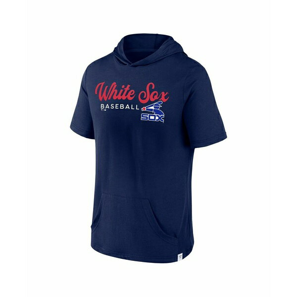 ファナティクス メンズ パーカー・スウェットシャツ アウター Men's Navy Chicago White Sox Offensive Strategy Short Sleeve Pullover Hoodie Navy