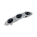 2028 レディース ヘアアクセサリー アクセサリー Silver-Tone Black Stones Oval Barrette Black