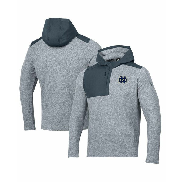 アンダーアーマー メンズ ジャケット&ブルゾン アウター Men's Gray Notre Dame Fighting Irish Survivor Fleece Hoodie Quarter-Zip Jacket Gray