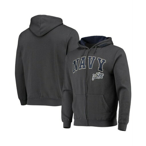 コロシアム メンズ パーカー・スウェットシャツ アウター Men's Charcoal Navy Midshipmen Arch and Logo 3.0 Full-Zip Hoodie Charcoal コロシアム メンズ パーカー・スウェットシャツ アウター Men's Charcoal Navy Midshipmen Arch and Logo 3.0 Full-Zip Hoodie Charcoal