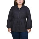 ニューヨークコレクション レディース カットソー トップス Plus Size Long Dolman Sleeve Drawstring-Waist Tuni...