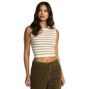 ルーカ レディース カットソー トップス Juniors' Striped Round-Neck Sleeveless Tank Top Latte