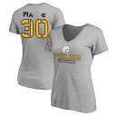 ファナティクス レディース Tシャツ トップス Pittsburgh Steelers Fanatics Branded Women's Personalized Name & Number Evanston Stencil VNeck TShirt Gray