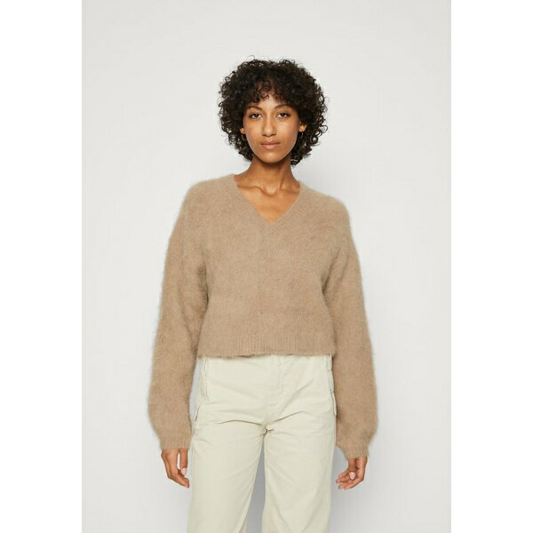 ゲタス レディース ニット&セーター アウター CROPPED V NECK - Jumper - timber wolf