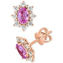 GtB[ RNV fB[X sAXCO ANZT[ EFFY&reg; Pink Sapphire (1-1/20 ct. t.w.) & Diamond (1/2 ct. t.w.) Halo Stud Earring in 14k Rose Gold Rose Gold