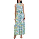 WA W[_ fB[X s[X gbvX Women's Mock-Neck Printed Three-Tier Maxi Dress Ivory Multi