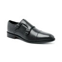 アンソニー ヴィア メンズ スリッポン・ローファー シューズ Men's Roosevelt Ii Double Monk Slip-On Dress Shoe Black