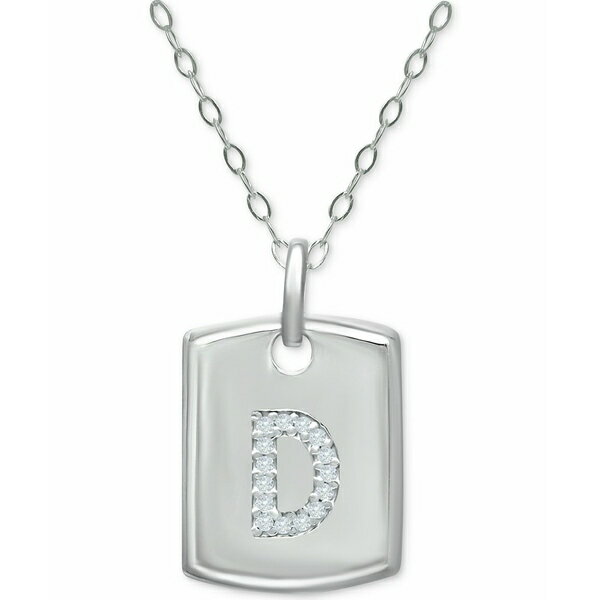 Wj xj[j fB[X lbNXE`[J[Ey_ggbv ANZT[ Cubic Zirconia Initial Dog Tag Pendant Necklace in Sterling Silver, 16