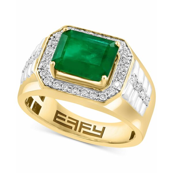 ե 쥯 ǥ  ꡼ EFFY® Limited Edition Men's Emerald (3 ct. t.w.) & Diamond (1/2 ct. t.w.) Ring in 14k Gold Gold